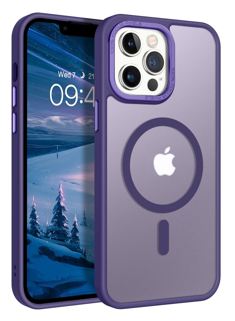 iPhone 14 Pro Max Magnetic MagSafe Case,【Full Shockproof Protection】Translucent Matte Back, Slim Phone Cover with Strong Magnet for Apple 14 Pro Max (2022)(Purple) - Image 1