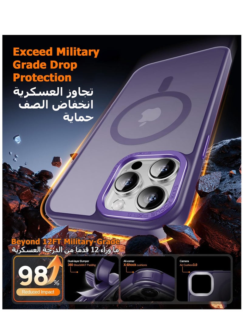 iPhone 14 Pro Max Magnetic MagSafe Case,【Full Shockproof Protection】Translucent Matte Back, Slim Phone Cover with Strong Magnet for Apple 14 Pro Max (2022)(Purple) - Image 5