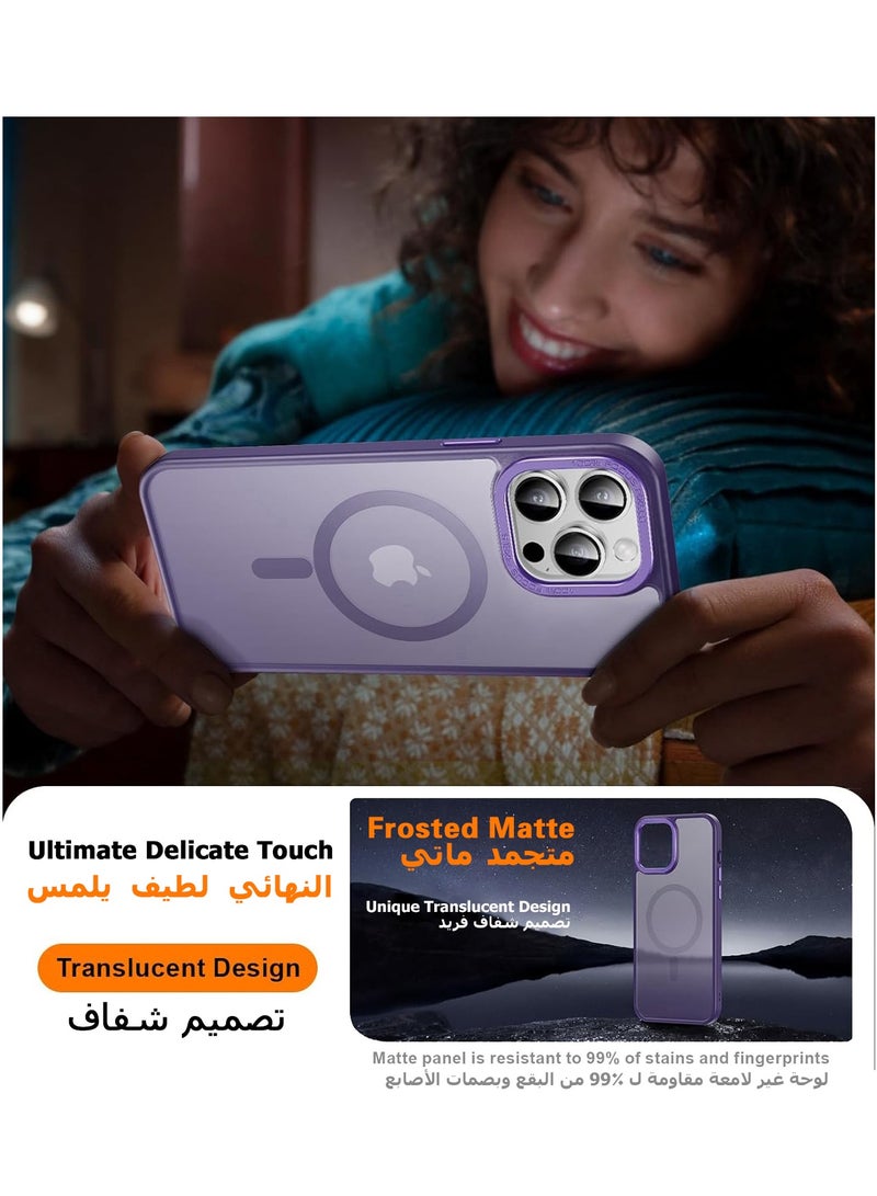 iPhone 14 Pro Max Magnetic MagSafe Case,【Full Shockproof Protection】Translucent Matte Back, Slim Phone Cover with Strong Magnet for Apple 14 Pro Max (2022)(Purple) - Image 4