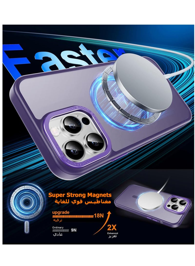 iPhone 14 Pro Max Magnetic MagSafe Case,【Full Shockproof Protection】Translucent Matte Back, Slim Phone Cover with Strong Magnet for Apple 14 Pro Max (2022)(Purple) - Image 2