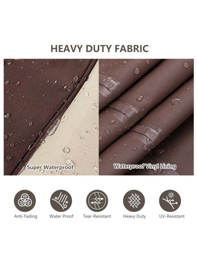 Rileytee Patio Furniture Set Covers, 4 Pcs 600D Heavy Duty 100% Waterproof Outdoor Furniture Cover, Fit Patio Loveseat, Chair and Coffee Table (Beige & Brown) - Image 5