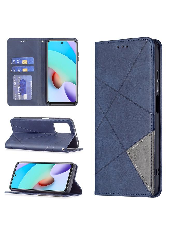 Case For Xiaomi Redmi 10 Rhombus Texture Horizontal Flip Magnetic Leather Case with Holder & Card Slots