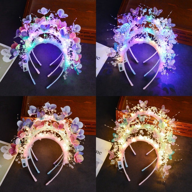 عصابة رأس مضيئة بتصميم فراشة وزهرة LED - Image 1