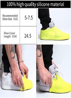 Y&D Waterproof Silicone Shoe Cover, Reusable Non Slip Rubber Rain Unisex Protectors Outdoor with Non-Slip Sole for Rainy, Snowy, Protection, 1 Pair, Yellow  - Image 2