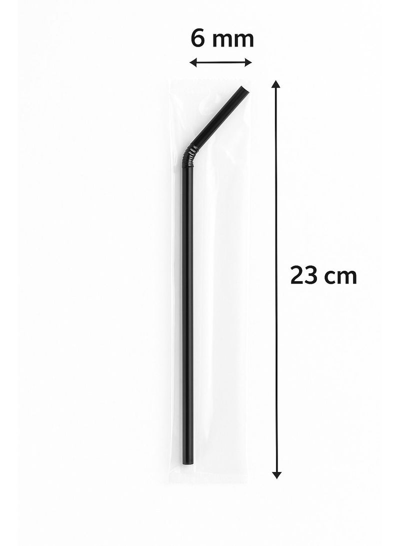 وين باك ماصات شرب مرنة سوداء - مغلفة بشكل فردي - 6 مم × 23 سم - 250 قطعة - Image 2