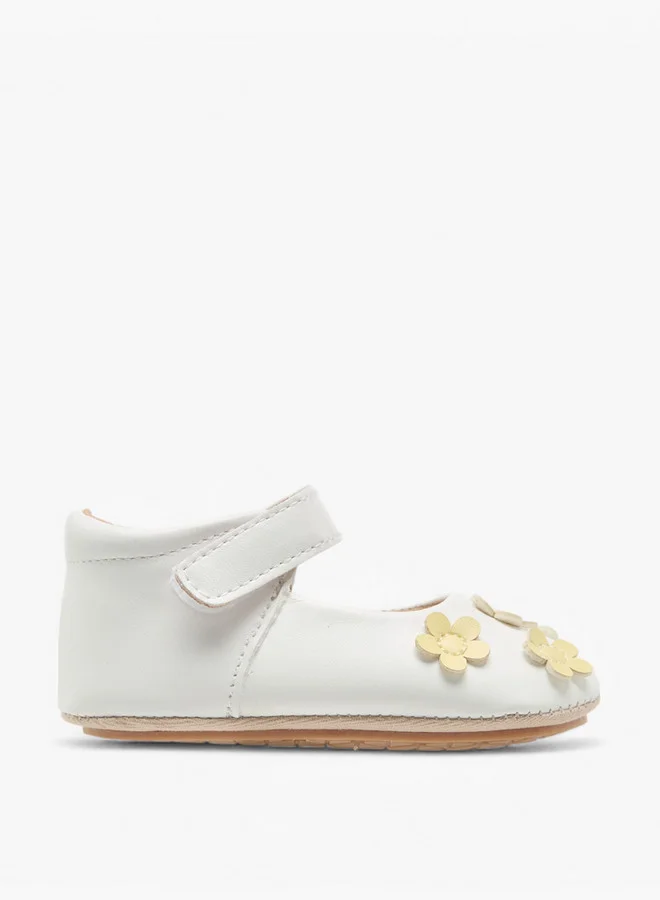 Barefeet Floral Accent Booties with Hook and Loop Closure