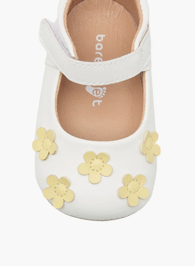 Barefeet Floral Accent Booties with Hook and Loop Closure