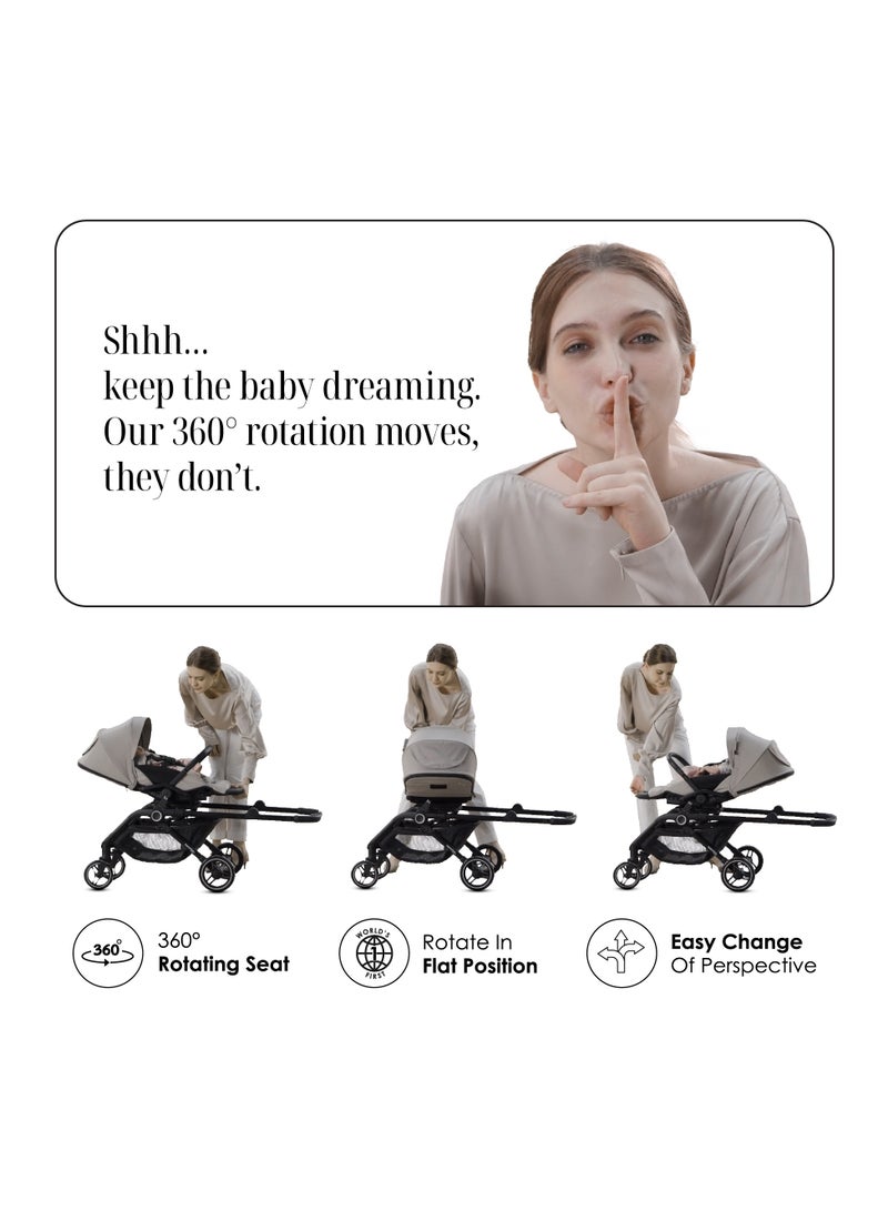 Hamilton T1 Buggy – 360° Rotating Seat – MagicFold™ Technology, Foldable, Reflective Wheels with Suspension, Includes Protective Bag and Cup Holder, Adjustable and Manoeuvrable Pushchair, Lightweight Stroller, Folding Buggy - Image 3