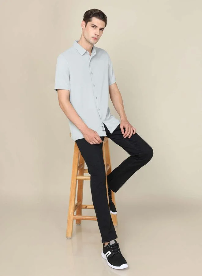 Technosport Technosport Solid Full Button Shirt with Short Sleeves