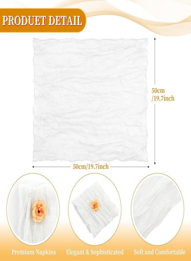 fani 100 Pack Gauze Cheesecloth Napkins Wrinkled Table Napkins Soft Cotton Cloth Napkins Rustic Decorative Napkins for Weddings Party Dinner Table Everyday Use, 20 x 20 Inch (White) - Image 2