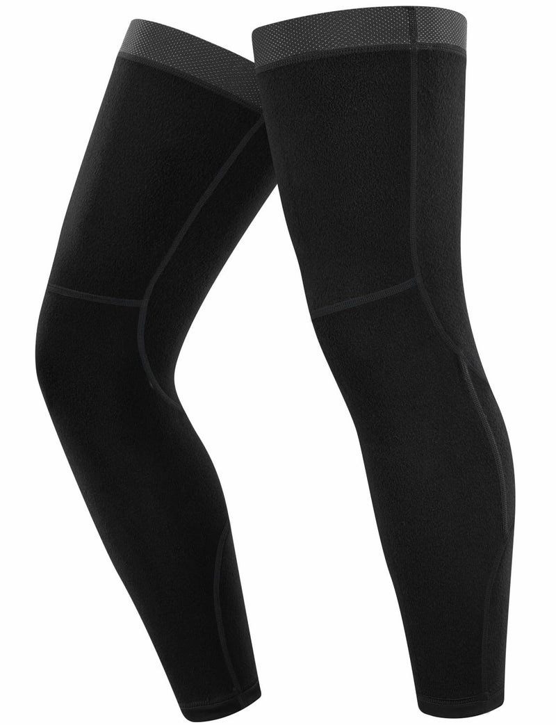 qualidyne Cycling Leg Warmers Fleece Lined Thermal Long Leg Sleeves Cycling Bicycle MTB Riding Leg Warmers - Image 1