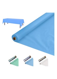AlsayedP 30 Pcs Sufra Roll Blue Plastic Table Cover Roll 105 * 85 cm Disposable Table Cloth for Picnic, Party, Banquet, Birthdays, Weddings (Blue 30pcs)  - Image 1