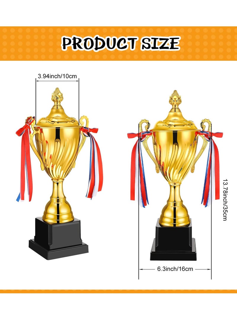 KASTWAVE 14 Inch Trophy Cup, 2 Pcs Large Trophy Winner Trophy Award for Sports Soccer Football Basketball League Match Other Team Tournaments Competitions Xmas Party Game Favors - Image 2