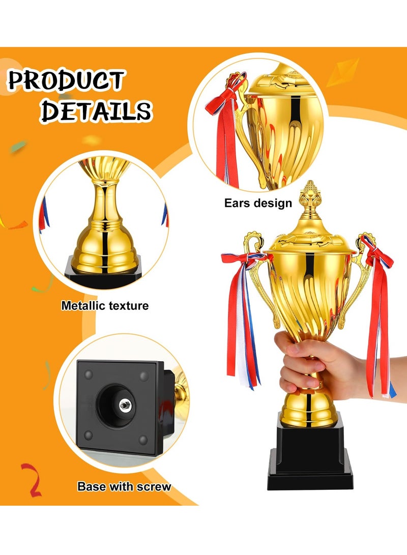 KASTWAVE 14 Inch Trophy Cup, 2 Pcs Large Trophy Winner Trophy Award for Sports Soccer Football Basketball League Match Other Team Tournaments Competitions Xmas Party Game Favors - Image 3