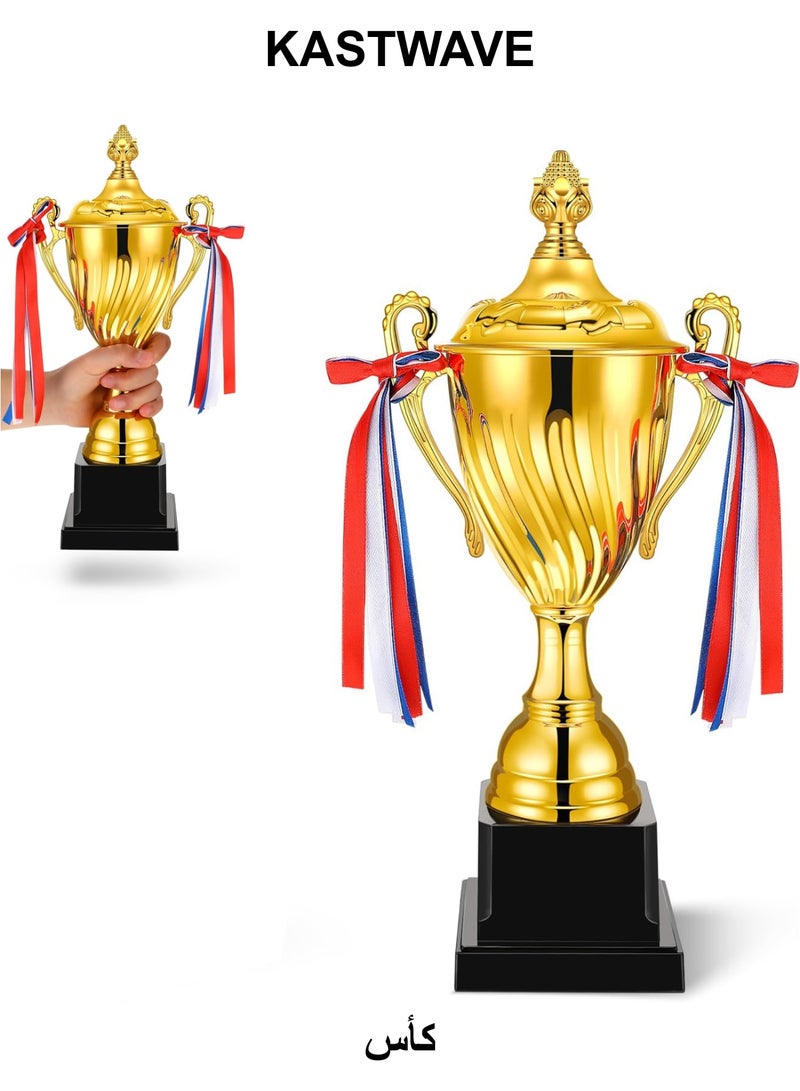 KASTWAVE 14 Inch Trophy Cup, 2 Pcs Large Trophy Winner Trophy Award for Sports Soccer Football Basketball League Match Other Team Tournaments Competitions Xmas Party Game Favors - Image 1