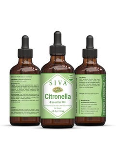 SIVA ORGANICS Siva Citronella Essential Oil 4 Fl Oz with Premium Glass Dropper – 100% Pure, Natural, Undiluted & Therapeutic Grade, Amazing for Nourished Skin, Moisturized Hair, Diffuser, Massage & Aromatherapy  - Image 3