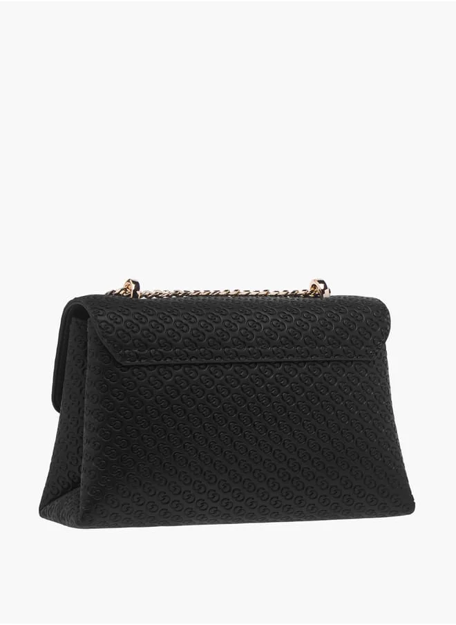 Celeste Women Monogram Embossed Crossbody Bag with Button Closure and Chain Strap