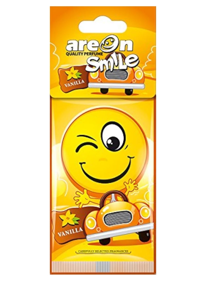 Areon Smile Car Air Freshener Hanging Card, Long-lasting Luxury Vanilla Scent, Elegant Design - Image 1
