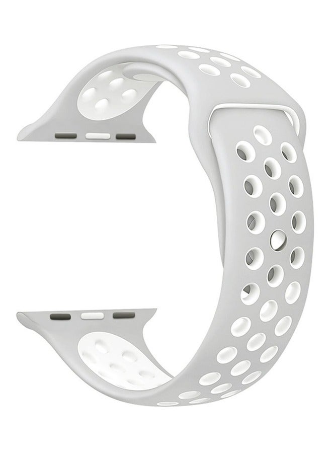 HEXABEX Sport Soft Silicone Strap for Apple Watch Compatible with All Series with 46mm/45mm/44mm/49mm/49MM Grey/White  - Image 1