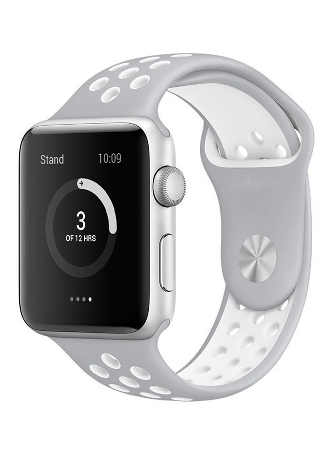 HEXABEX Sport Soft Silicone Strap for Apple Watch Compatible with All Series with 46mm/45mm/44mm/49mm/49MM Grey/White  - Image 2