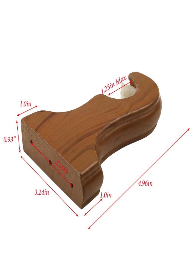 FarBoat 2pcs Wooden Curtain Rod Bracket Wall-Mounted Classical Drapery Holder Fits Up to 1-1/4 Inch Rod Diameter (Single-Slot Teak-Tinged) - Image 4
