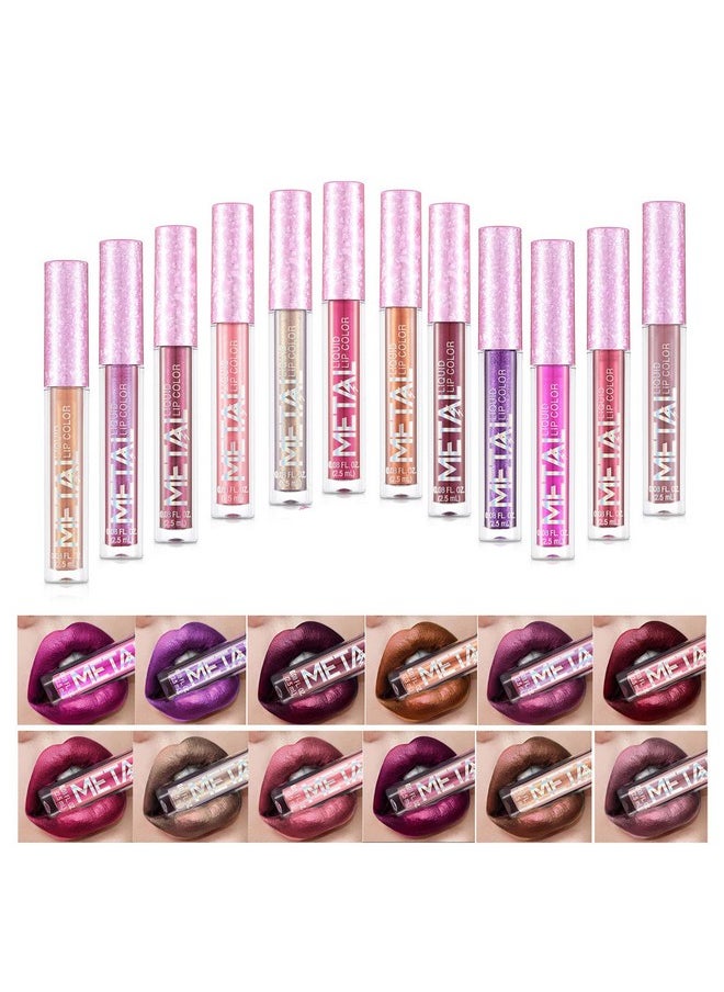 PhantomSky - 12Pcs Long Lasting Metallic Glitter Liquid Lipstick Collection Shimmer Waterproof Lip Stick Set Pigmented Lip Makeup For Women And Girls - Image 1