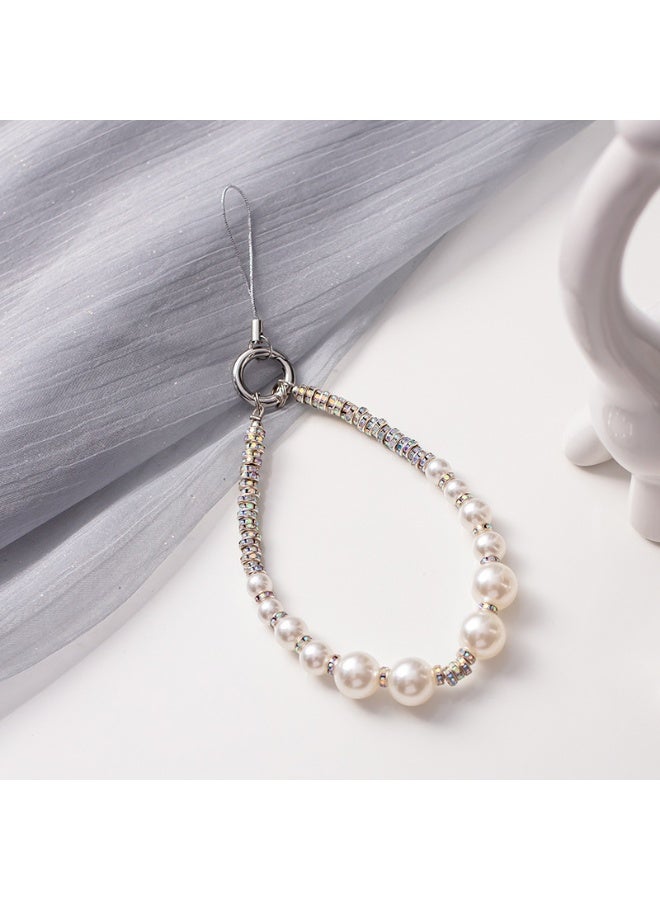 NIBEMINENT Super Cute Beaded Phone Charm – Trendy Phone Chain Wrist Strap, Shining Beads Chain Lanyard for Cell Phone