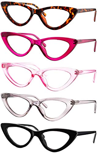 Yogo Vision Reading Glasses Readers for Women Cateye Eyeglasses and Light Spring Hinge Frame Set of 5 Black Grey Pink Hot Pink Brown Havana 175 - Image 2