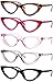Yogo Vision Reading Glasses Readers for Women Cateye Eyeglasses and Light Spring Hinge Frame Set of 5 Black Grey Pink Hot Pink Brown Havana 175 - Image 1