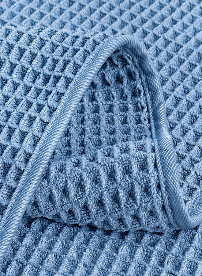 POLYTE Microfiber Lint Free Hand Towel, 16 x 30 in, 4 Pack (Blue, Waffle Weave) - Image 3