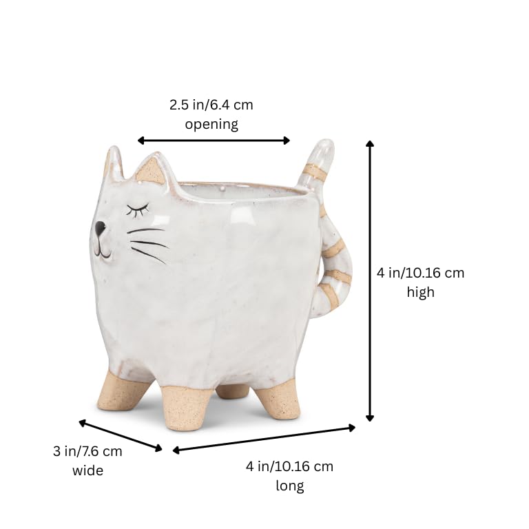 Abbott Collection Ceramic Cat with Tail Planter - Small (4" L) - Image 3