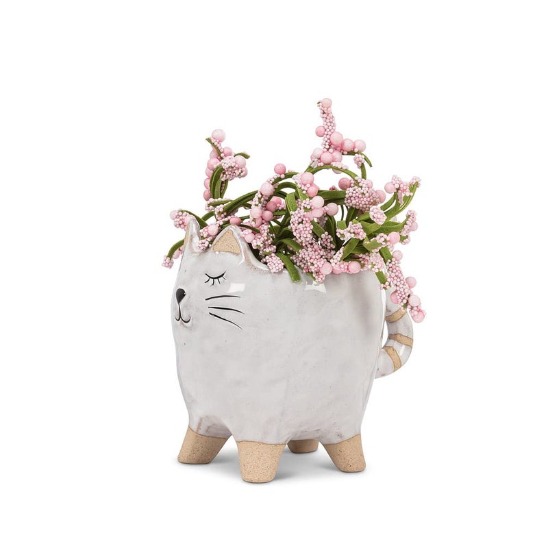 Abbott Collection Ceramic Cat with Tail Planter - Small (4" L) - Image 1