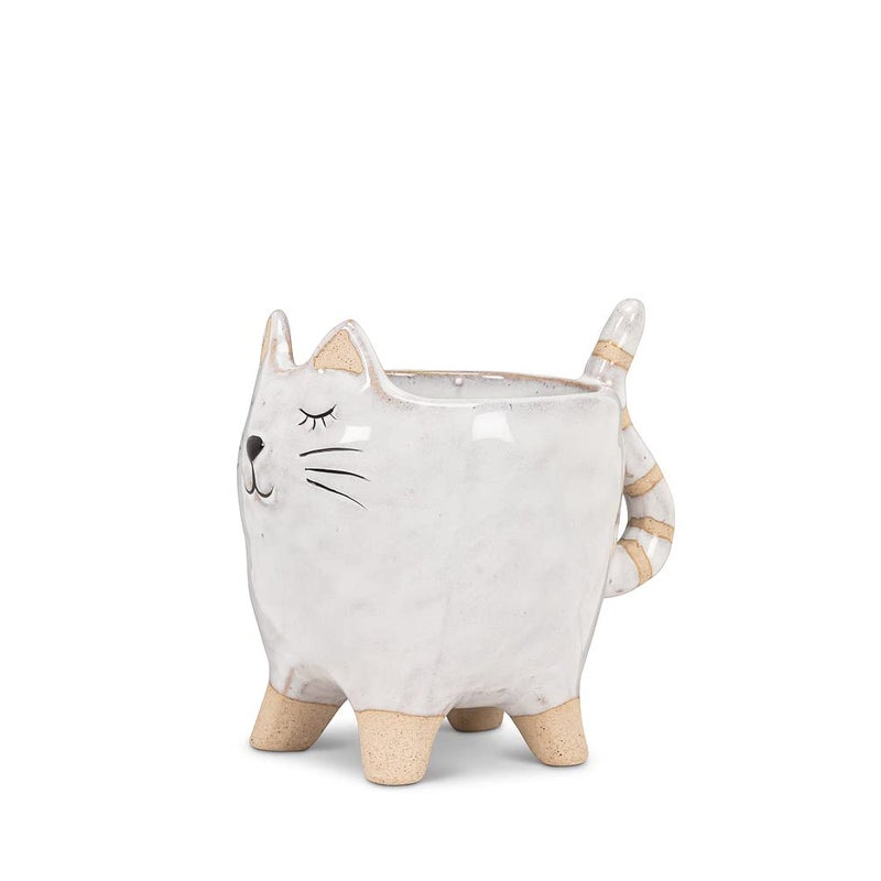 Abbott Collection Ceramic Cat with Tail Planter - Small (4" L) - Image 5