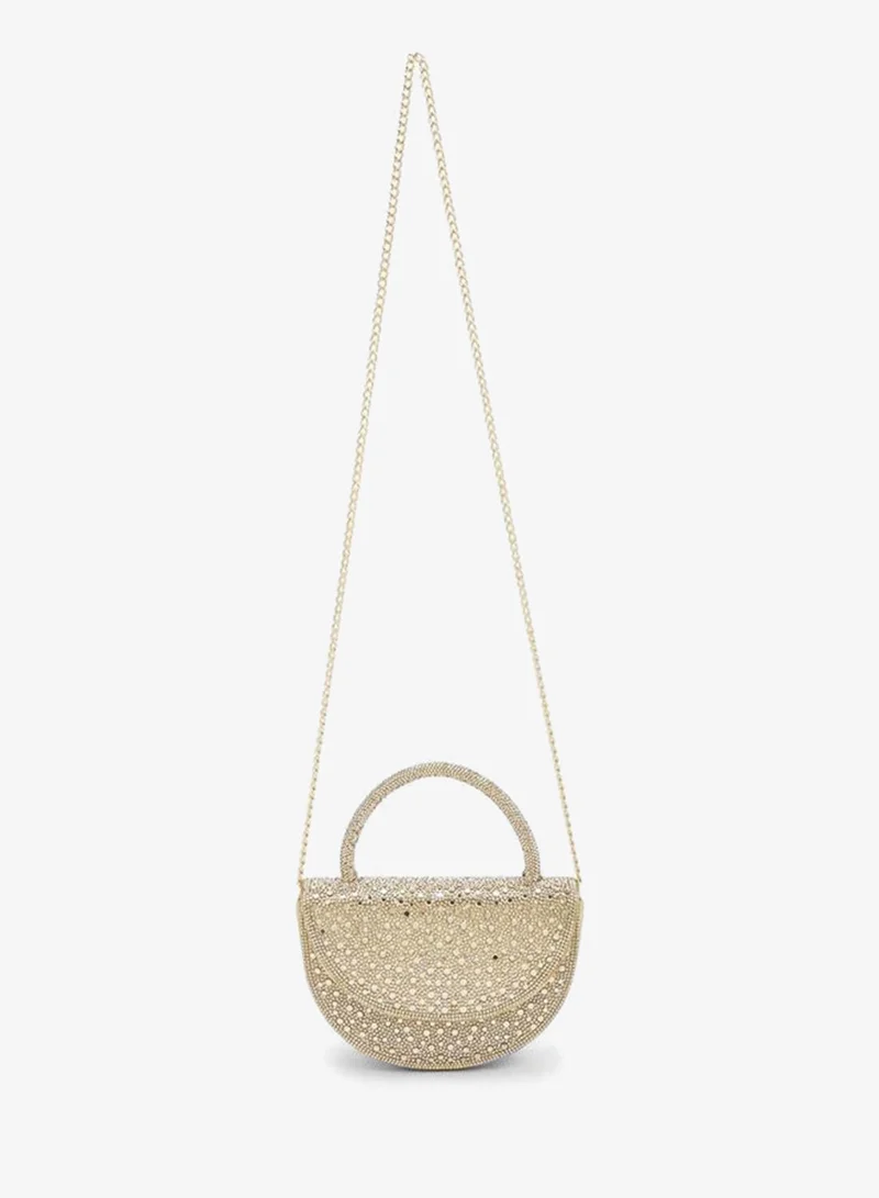 Flora Bella By Shoexpress GOLD Crystal Design Bag With Detachable Shoulder Strap for Women | Best Price UAE