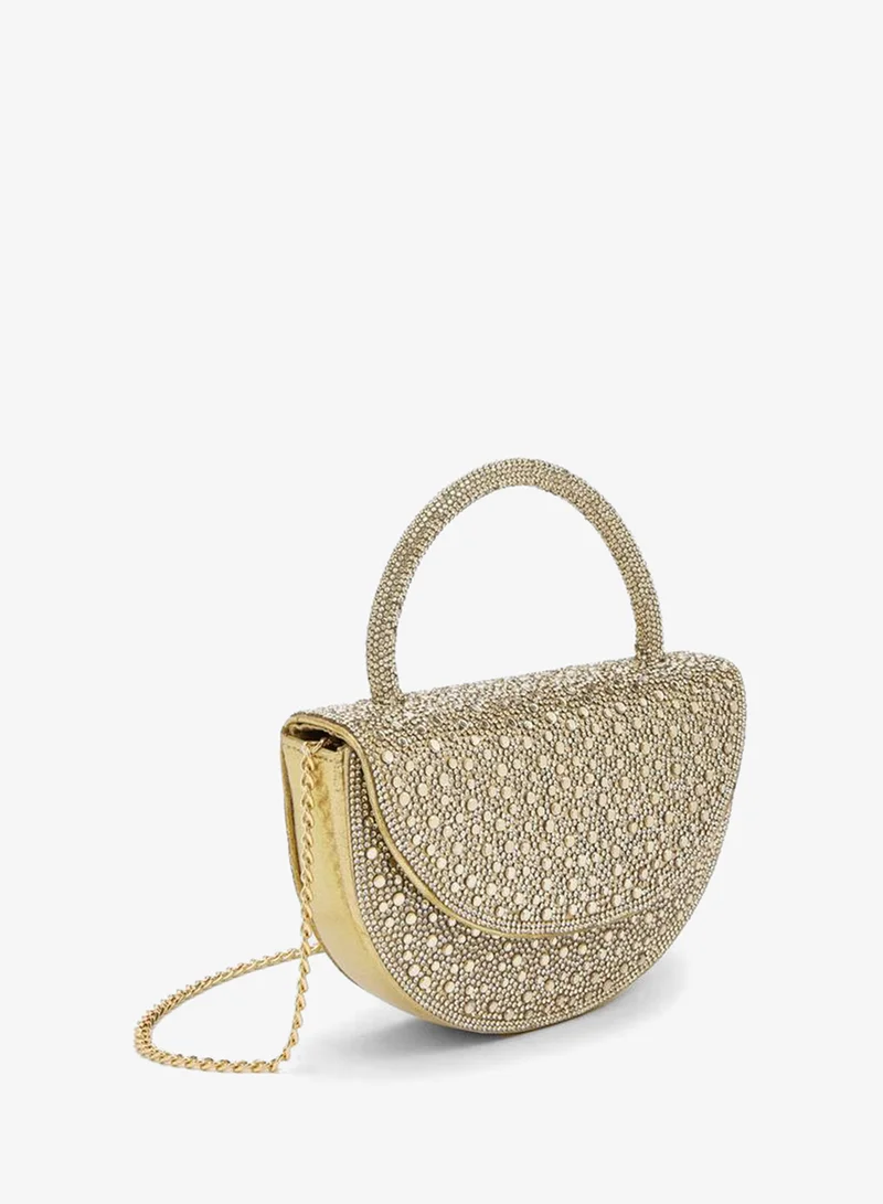 Flora Bella By Shoexpress GOLD Crystal Design Bag With Detachable Shoulder Strap for Women | Best Price UAE