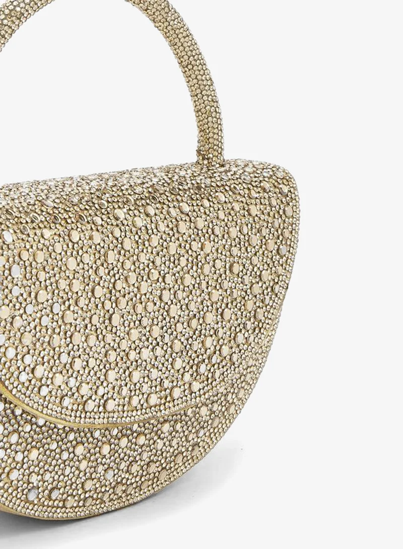 Flora Bella By Shoexpress GOLD Crystal Design Bag With Detachable Shoulder Strap for Women | Best Price UAE