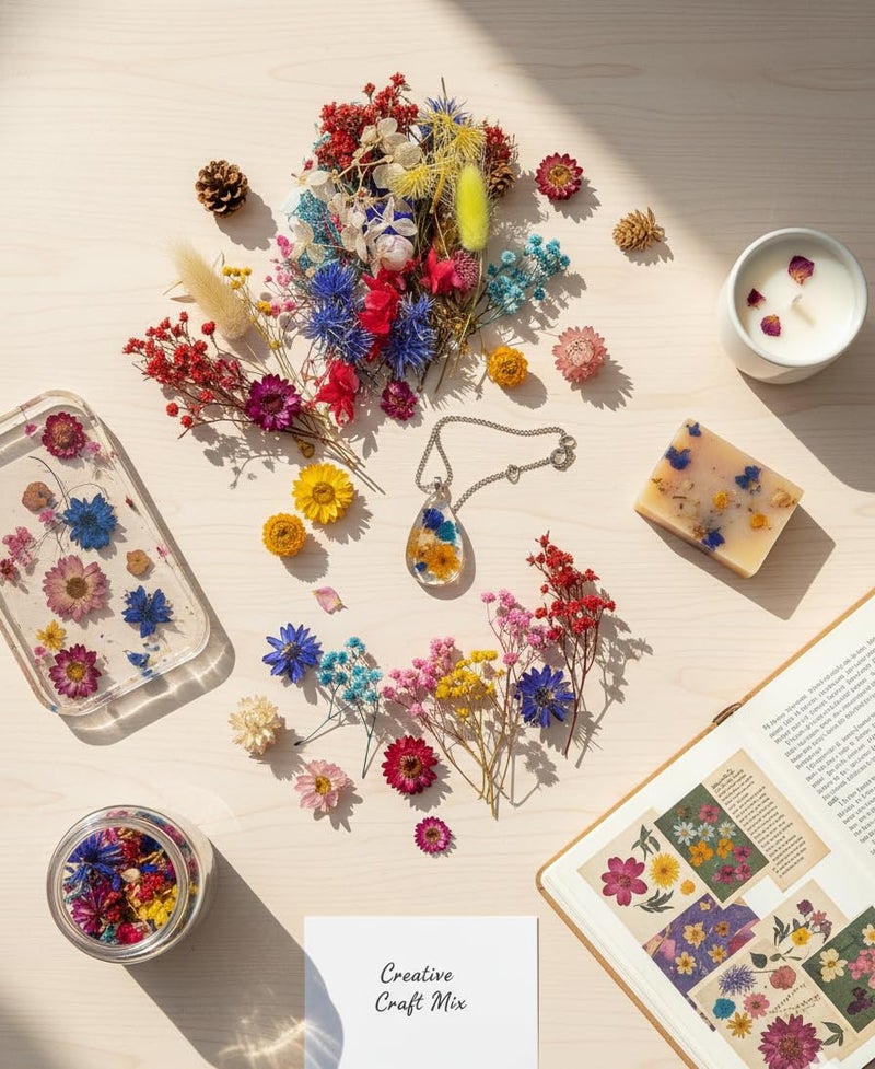 Prokart [1 Box Set] Real Natural Dried Flowers for Art & Craft - Multicolour Floral Mix for Resin, Candles, Soap & DIY Projects [Design May Vary, Random Box, Multicolour] - Image 2
