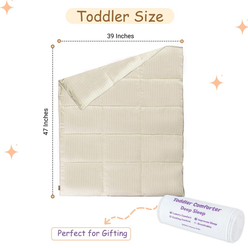ZPECC Toddler Down Alternative Comforter, 39x47 Hypoallergenic Baby Blanket Quilt, Soft Breathable Lightweight All Season Kids Duvet Insert for Crib Stroller Cot Daycare, Cream Stripe - Image 2