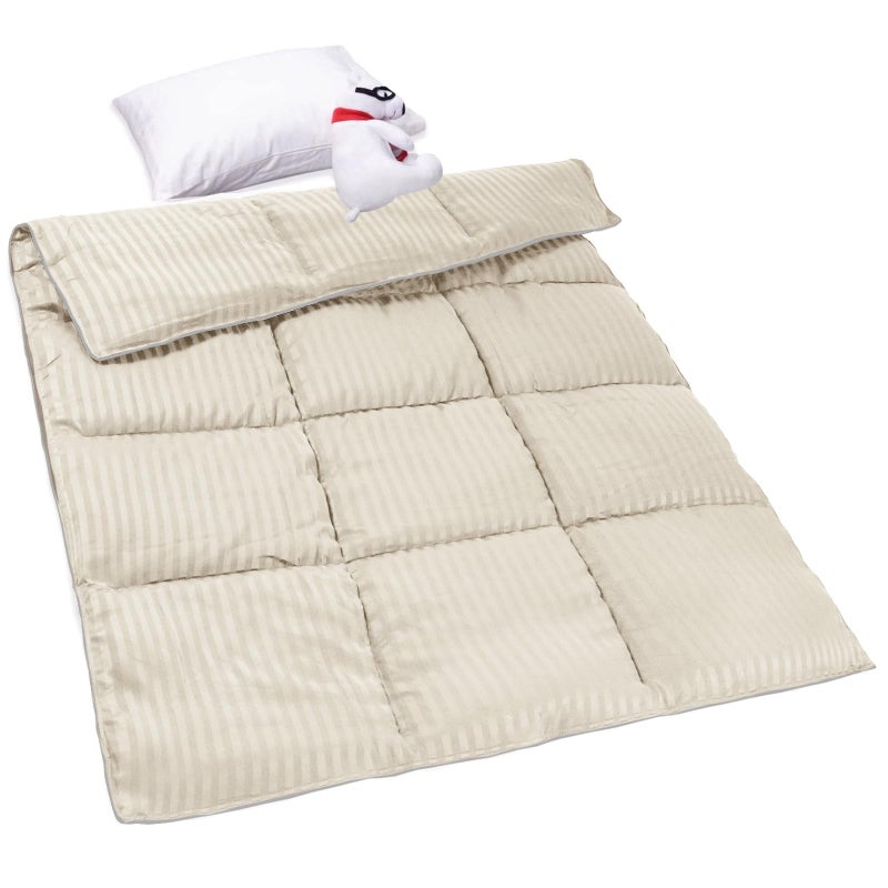 ZPECC Toddler Down Alternative Comforter, 39x47 Hypoallergenic Baby Blanket Quilt, Soft Breathable Lightweight All Season Kids Duvet Insert for Crib Stroller Cot Daycare, Cream Stripe - Image 1