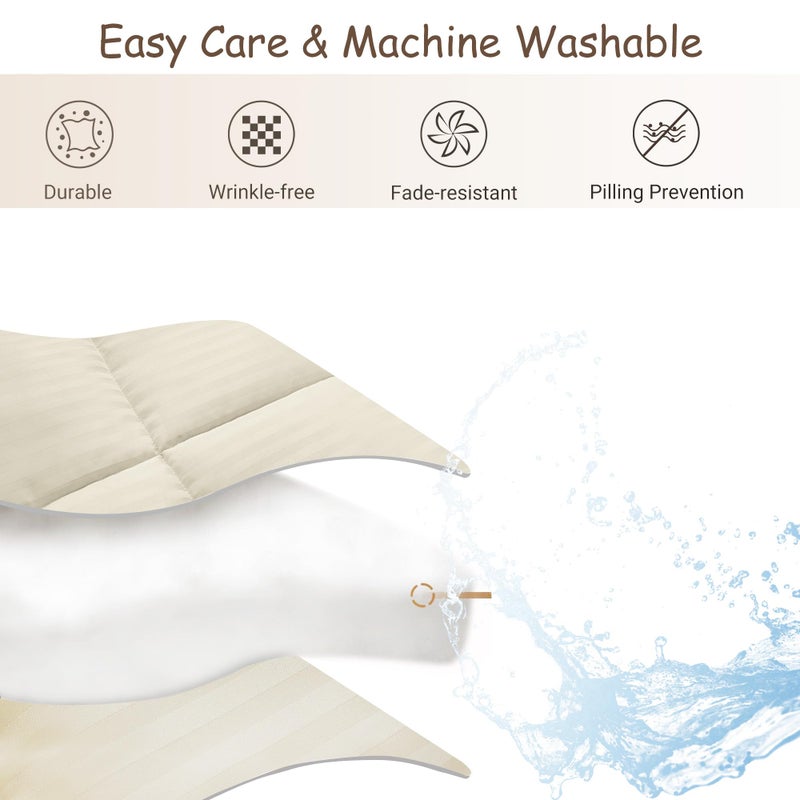 ZPECC Toddler Down Alternative Comforter, 39x47 Hypoallergenic Baby Blanket Quilt, Soft Breathable Lightweight All Season Kids Duvet Insert for Crib Stroller Cot Daycare, Cream Stripe - Image 3