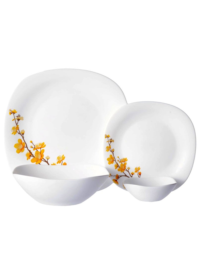 Laopala The LaOpala Quadra Dinner Set - 26 Pcs, Summertide White: A Symphony of Elegance and Simplicity | Microwave Safe & Dishwasher Safe Serving Set | Dinner Set for Family Meals  - Image 1