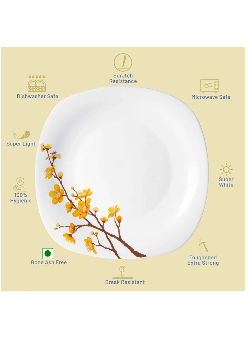 Laopala The LaOpala Quadra Dinner Set - 26 Pcs, Summertide White: A Symphony of Elegance and Simplicity | Microwave Safe & Dishwasher Safe Serving Set | Dinner Set for Family Meals  - Image 2