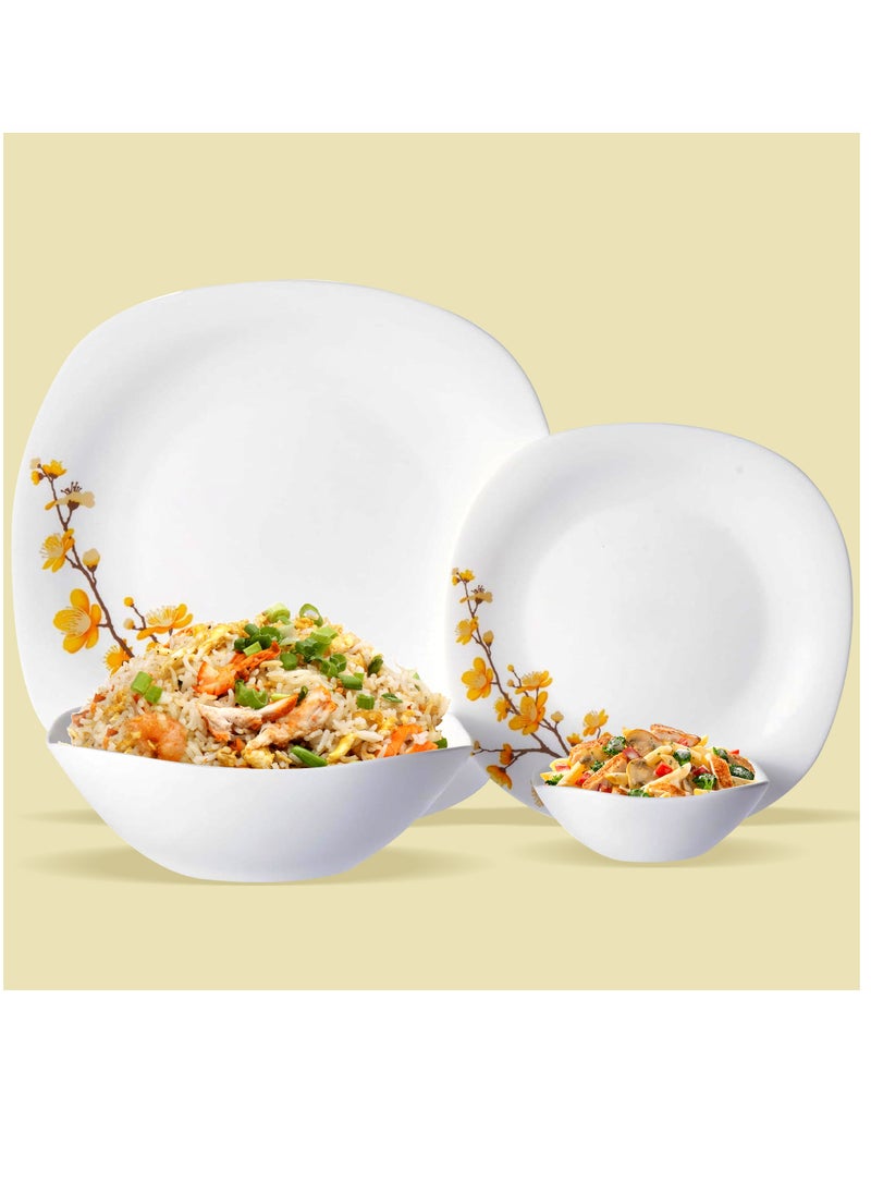 Laopala The LaOpala Quadra Dinner Set - 26 Pcs, Summertide White: A Symphony of Elegance and Simplicity | Microwave Safe & Dishwasher Safe Serving Set | Dinner Set for Family Meals  - Image 5