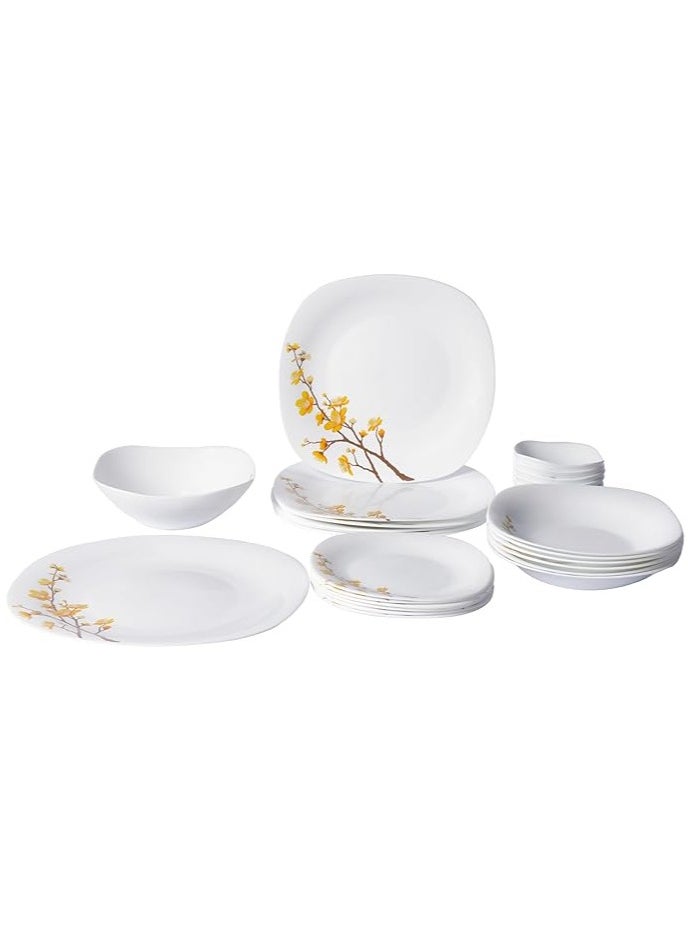 Laopala The LaOpala Quadra Dinner Set - 26 Pcs, Summertide White: A Symphony of Elegance and Simplicity | Microwave Safe & Dishwasher Safe Serving Set | Dinner Set for Family Meals  - Image 4