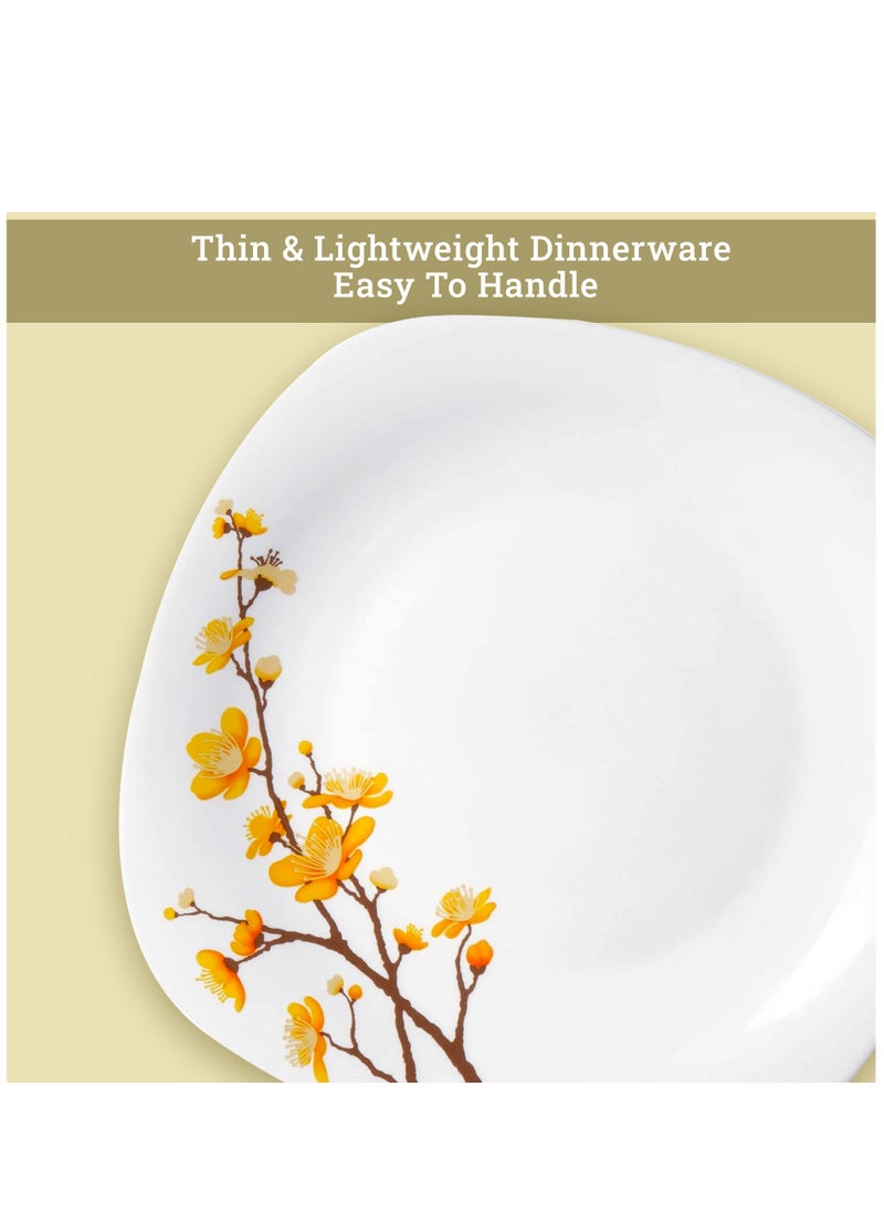 Laopala The LaOpala Quadra Dinner Set - 26 Pcs, Summertide White: A Symphony of Elegance and Simplicity | Microwave Safe & Dishwasher Safe Serving Set | Dinner Set for Family Meals  - Image 3
