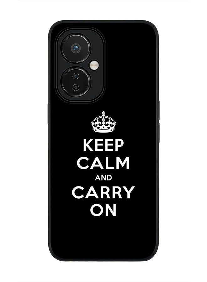 Stylizedd Rugged Black edge case for Nord CE 3 Lite Slim fit Soft Case Flexible Rubber Edges Anti Drop TPU Gel Thin Cover - Keep calm and carry on - Image 1