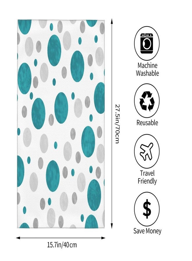 COVASA Polka Dot Hand Towels for Bathroom Set of 2 Blue Aqua Teal Gray Polka Dots Pattern Abstract Circles Classic Contemporary Design Soft Absorbent Kitchen Towels Face Towel for Gym Spa,15.7"x27.5" - Image 5