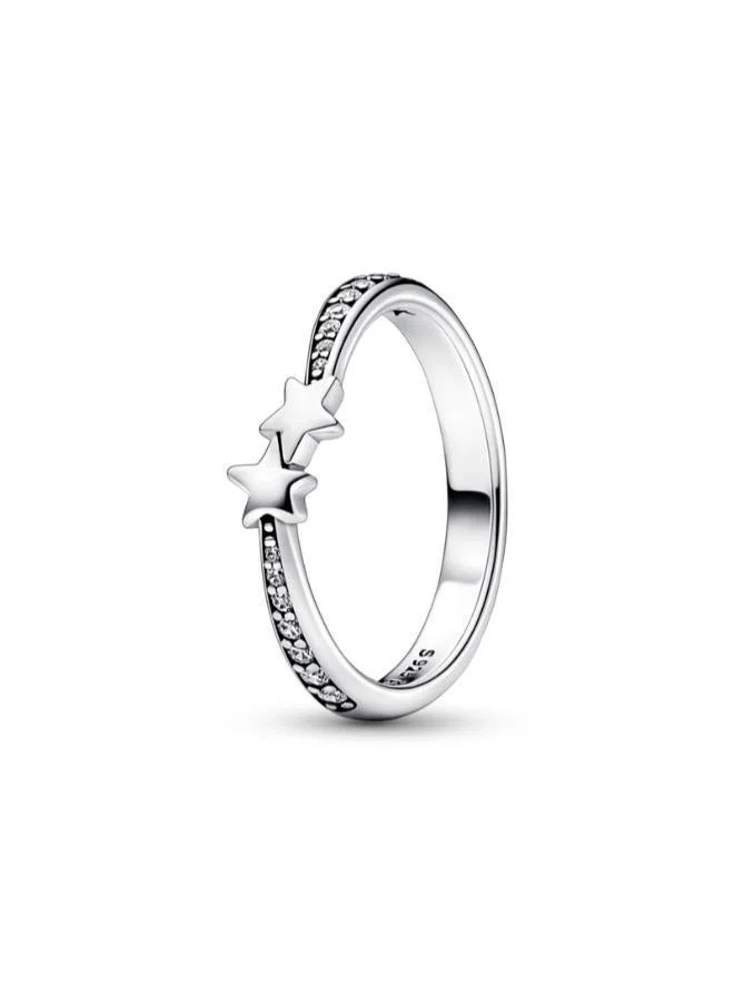 Stars sterling silver ring with clear cubic zirconia