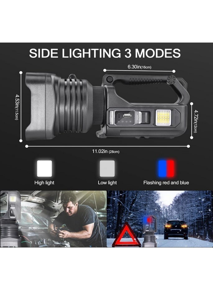 A large, high-powered, long-distance searchlight with a rechargeable side lamp that can be used as a power bank to charge mobile phones. Suitable for travel and camping. - Image 3