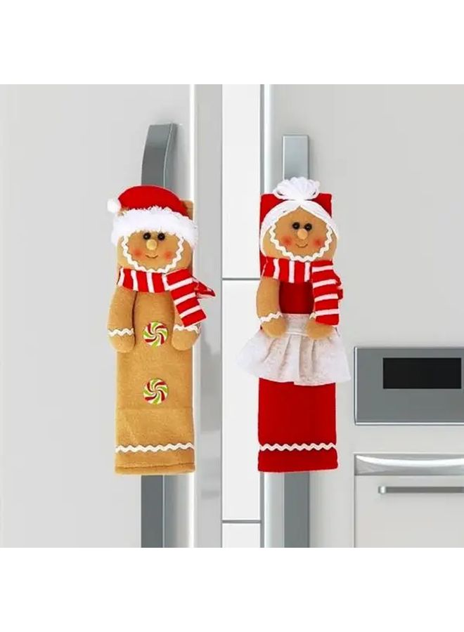 Gingerbread Man Refrigerator Handle Covers 4Pcs Festive Christmas Kitchen Decor - Image 4